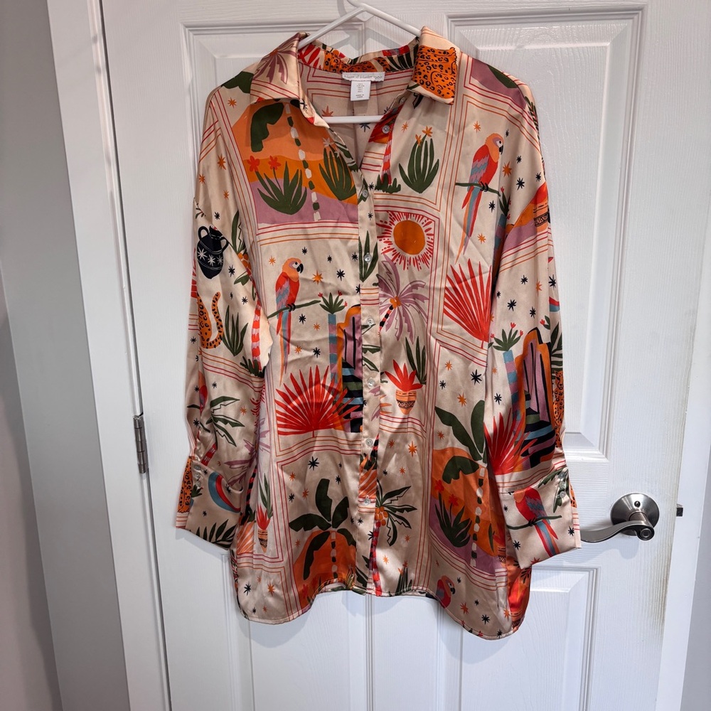 House of Harlow Satin Parrot Shirt